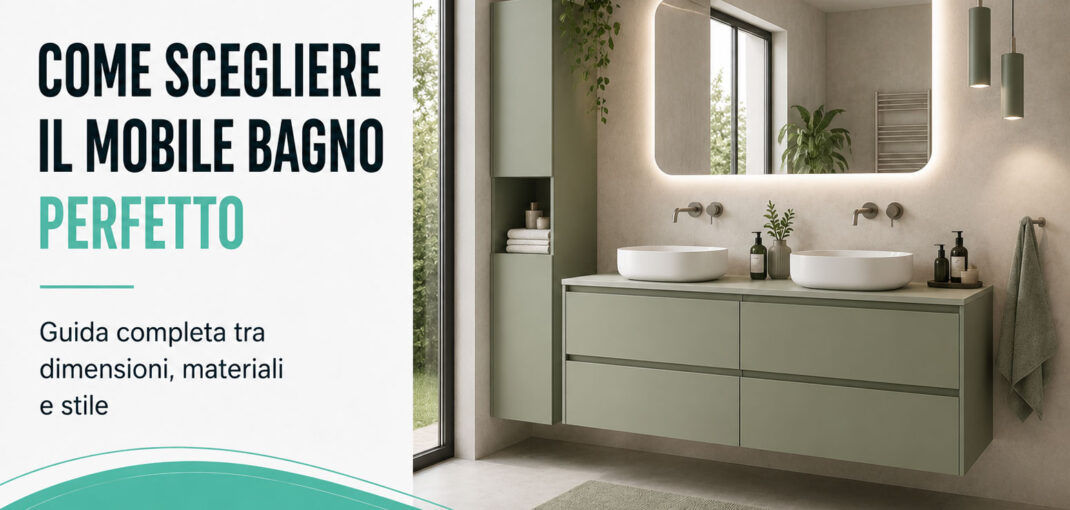 Mobile bagno moderno sospeso con lavabo di design e finiture in legno in un bagno contemporaneo.